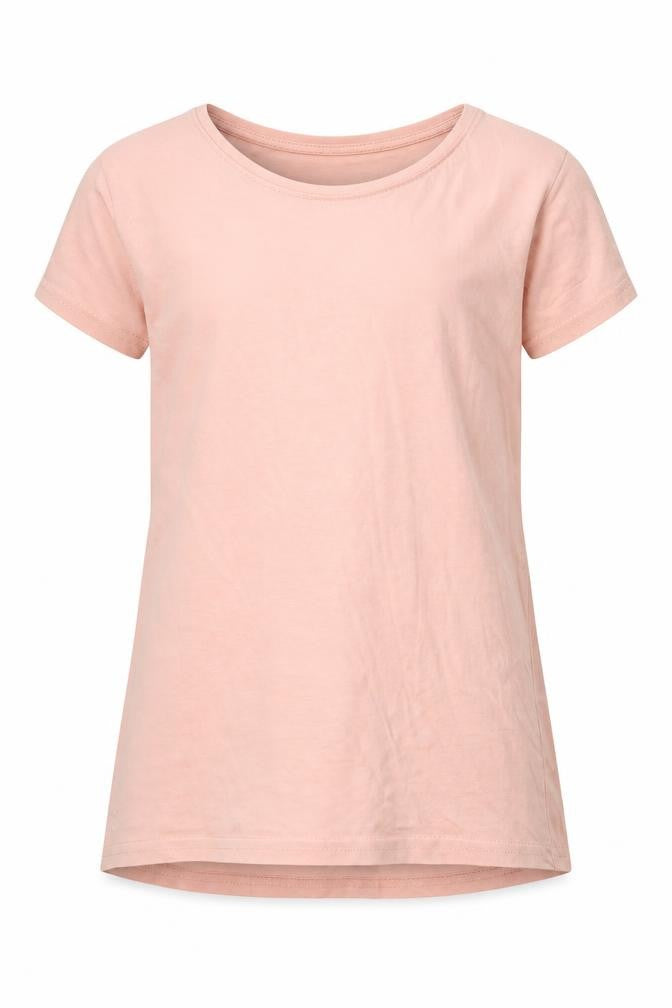 Front view of H&M girls’ pink cotton camisole t-shirt, size 8-9, years boat neck pullover - 8-10 years