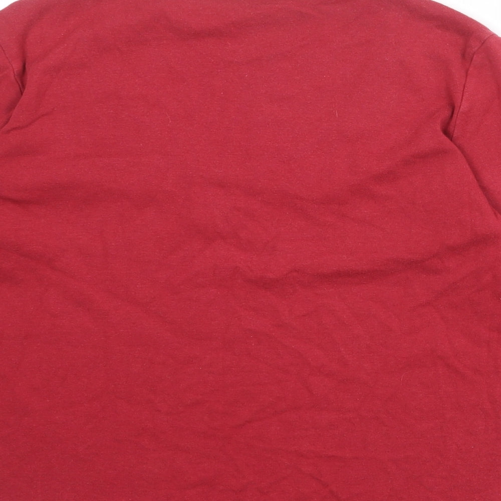 Marks and Spencer Womens Red 100% Cotton Basic Blouse Size 12 V-Neck