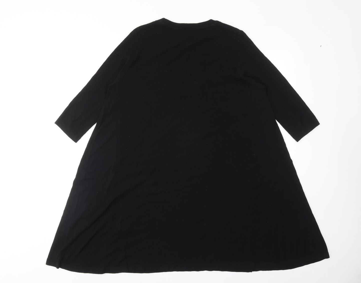 Topshop Womens Black Acrylic A-Line Size 10 Round Neck Pullover