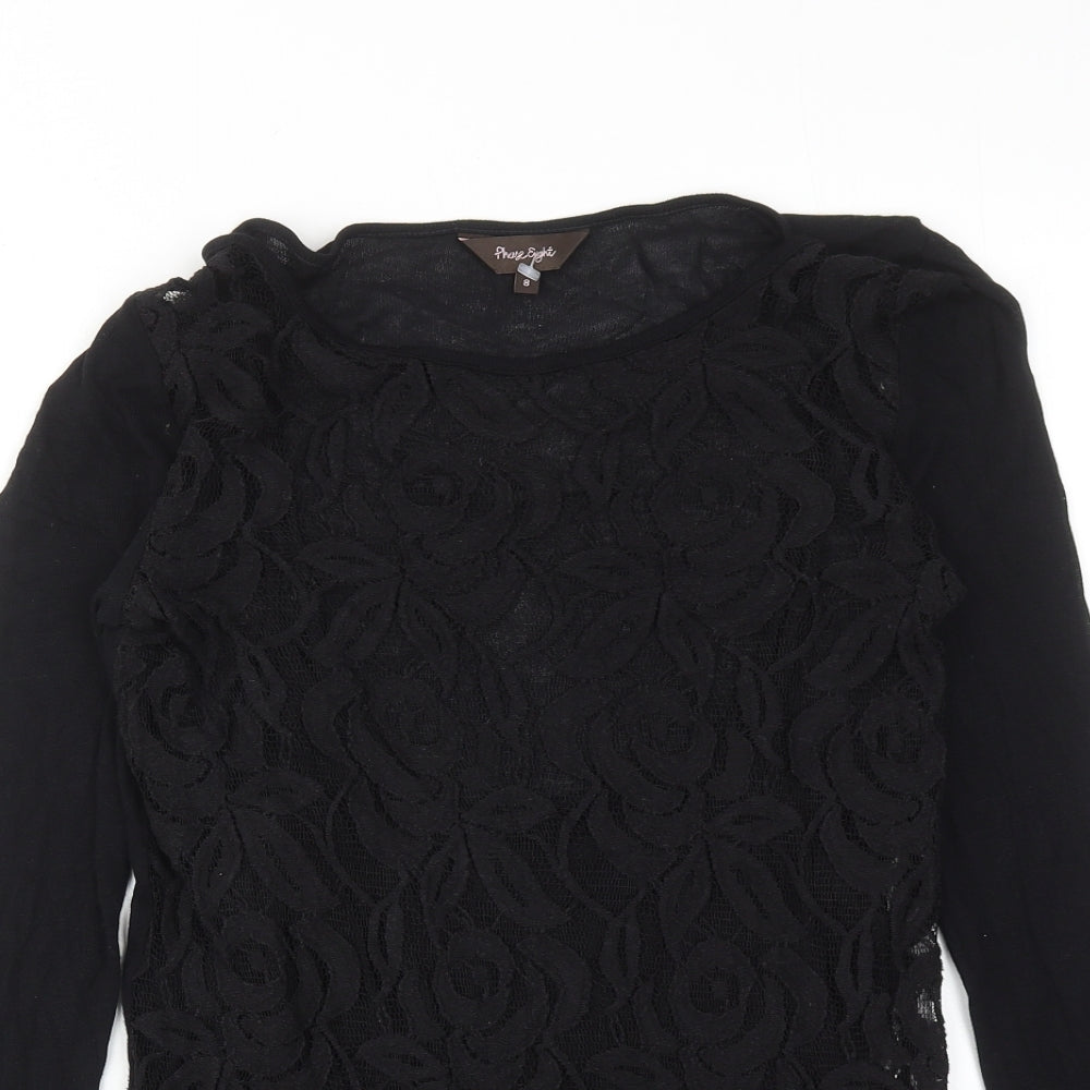 Phase Eight Womens Black Viscose Basic Blouse Size 8 Boat Neck