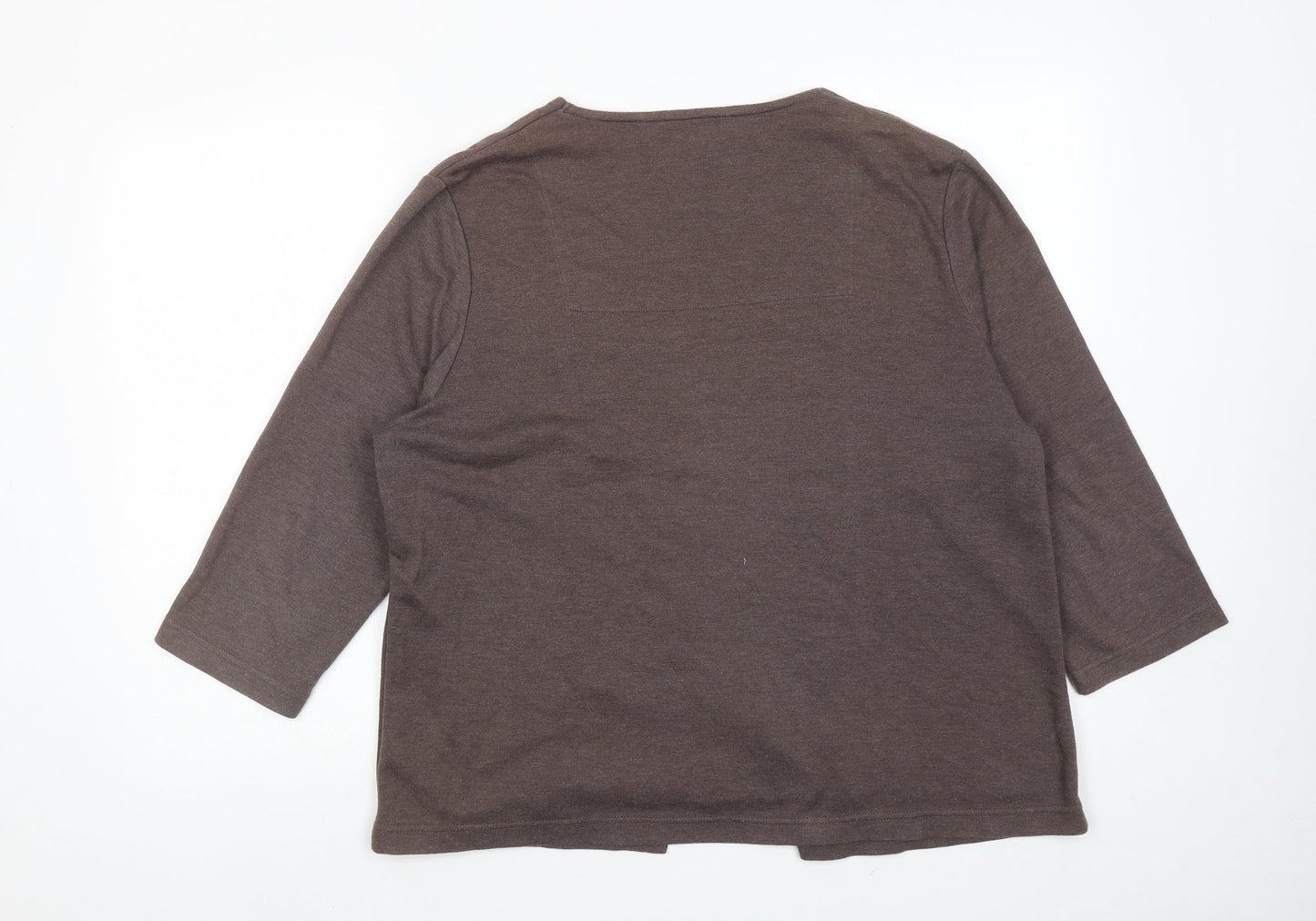 DASH Womens Brown Cotton Basic Blouse Size 12 Scoop Neck - Two in One