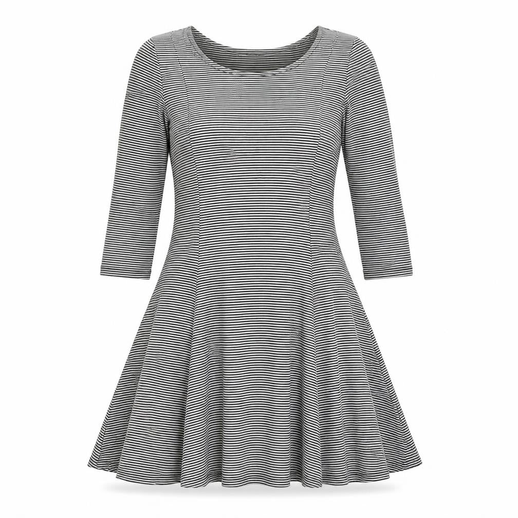 Marks and Spencer Womens Black Striped Viscose A-Line Size 12 Round Neck Pullover