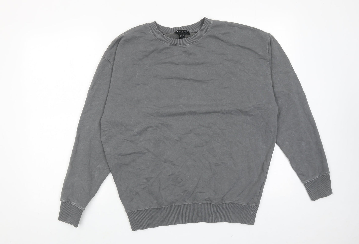 New Look Womens Grey Cotton Pullover Sweatshirt Size S Pullover