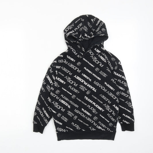 Pudsey Boys Black Geometric Cotton Pullover Hoodie Size 5-6 Years Pullover - Team Pudsey