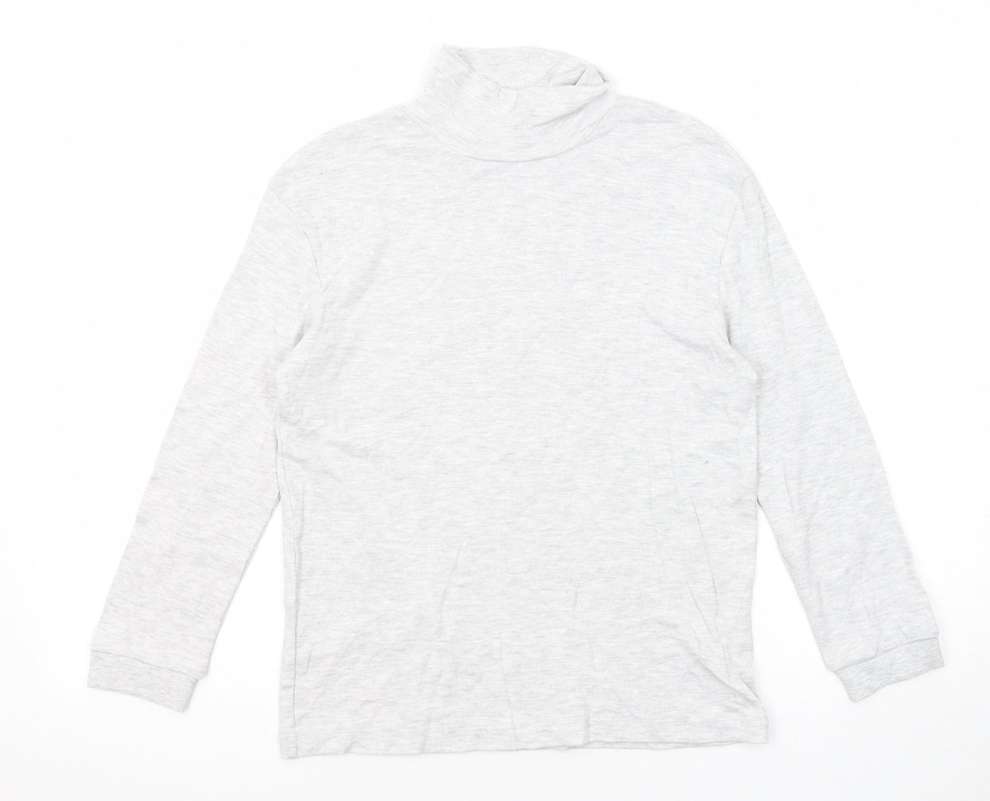 Marks and Spencer Boys Grey Polyester Basic T-Shirt Size 9-10 Years High Neck Pullover