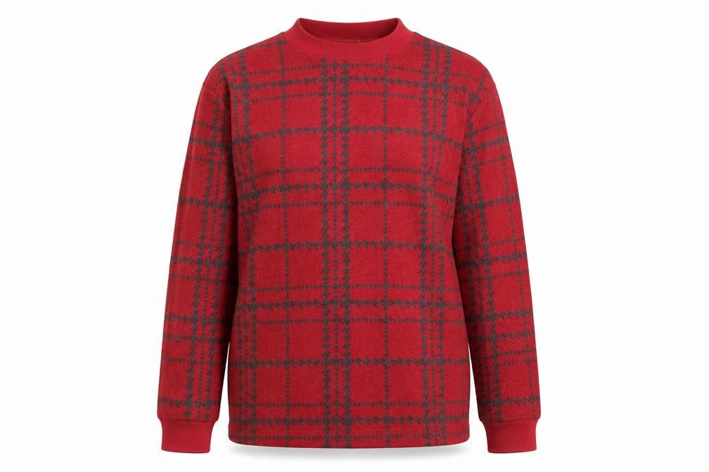 NEXT Womens Red Plaid Viscose Pullover Sweatshirt Size 14 Pullover