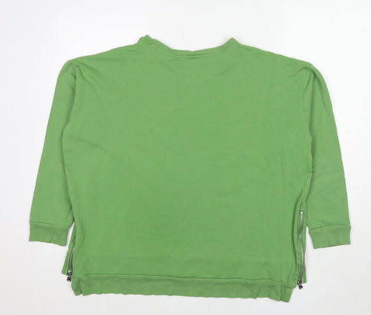 Dreamo Womens Green Cotton Pullover Sweatshirt Size S Pullover - Side zip detail