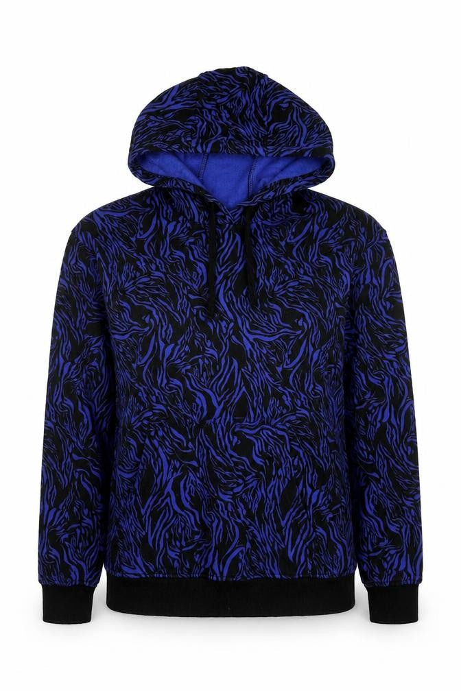 A.M. London Womens Blue Geometric Cotton Pullover Hoodie Size 8 Pullover