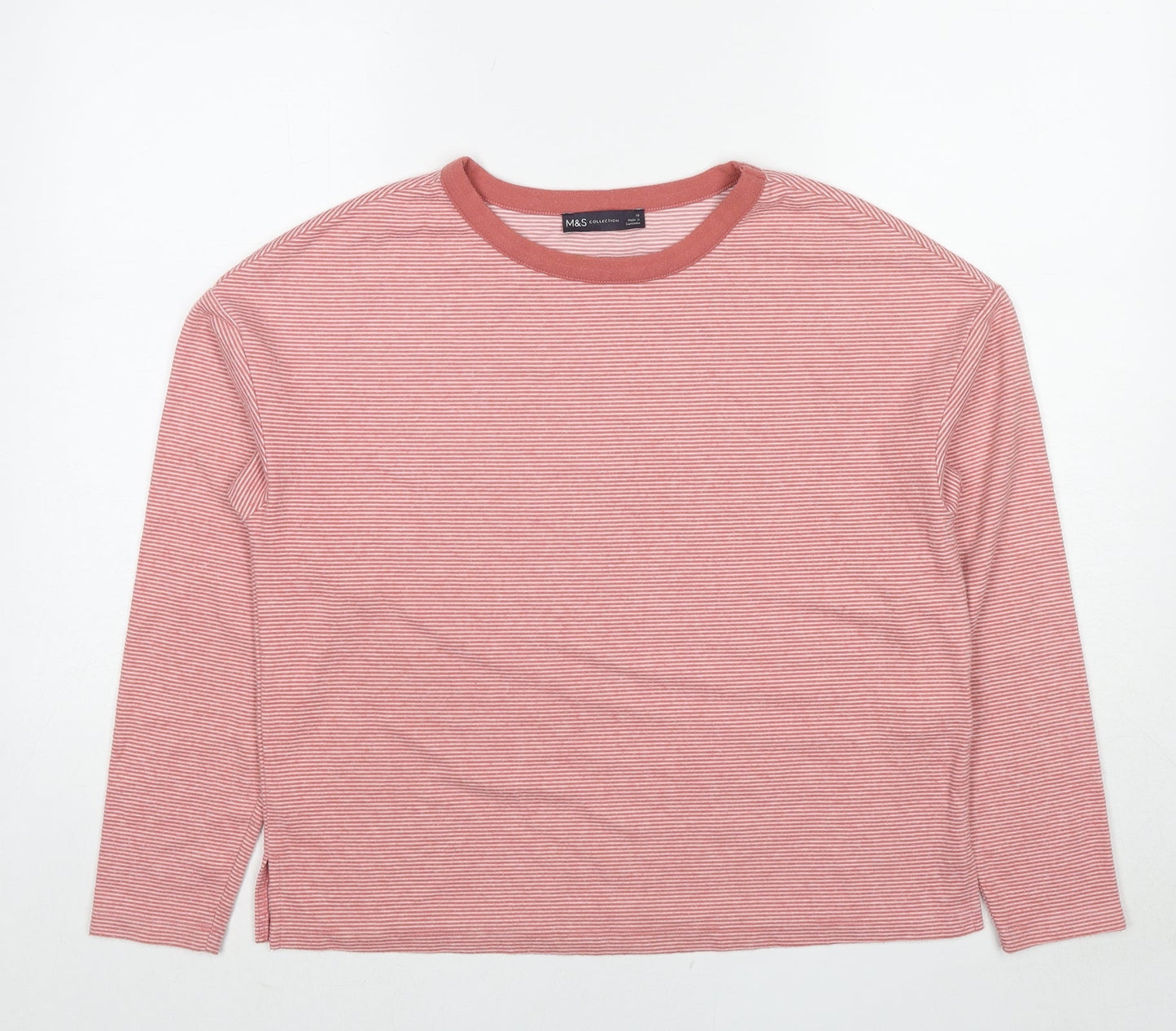Marks and Spencer Womens Red Striped Polyester Pullover Sweatshirt Size 10 Pullover