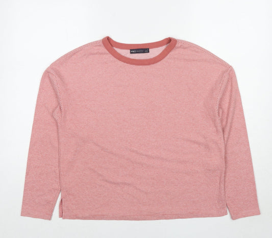 Marks and Spencer Womens Red Striped Polyester Pullover Sweatshirt Size 10 Pullover