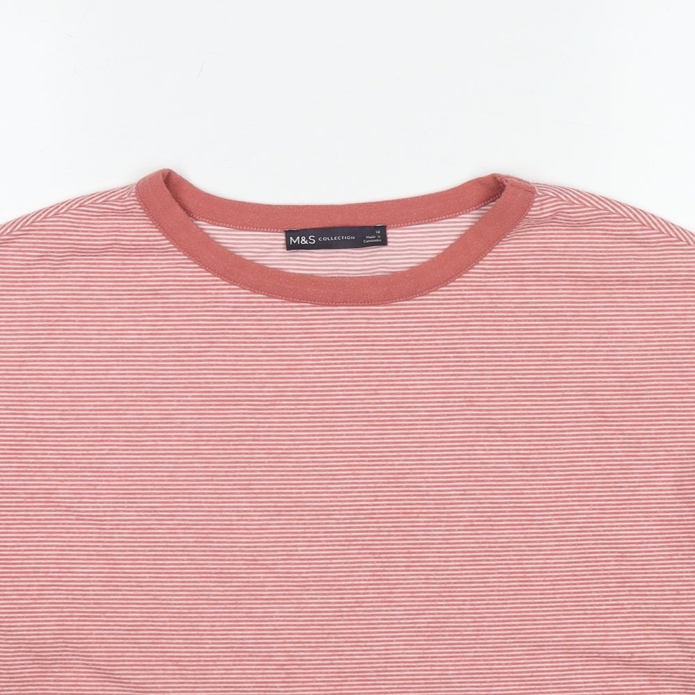 Marks and Spencer Womens Red Striped Polyester Pullover Sweatshirt Size 10 Pullover