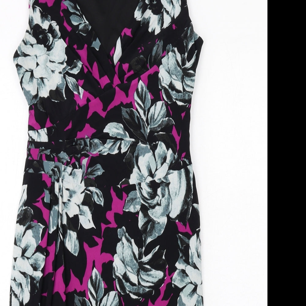 Phase Eight Womens Multicoloured Floral Polyester Shift Size 12 V-Neck Zip