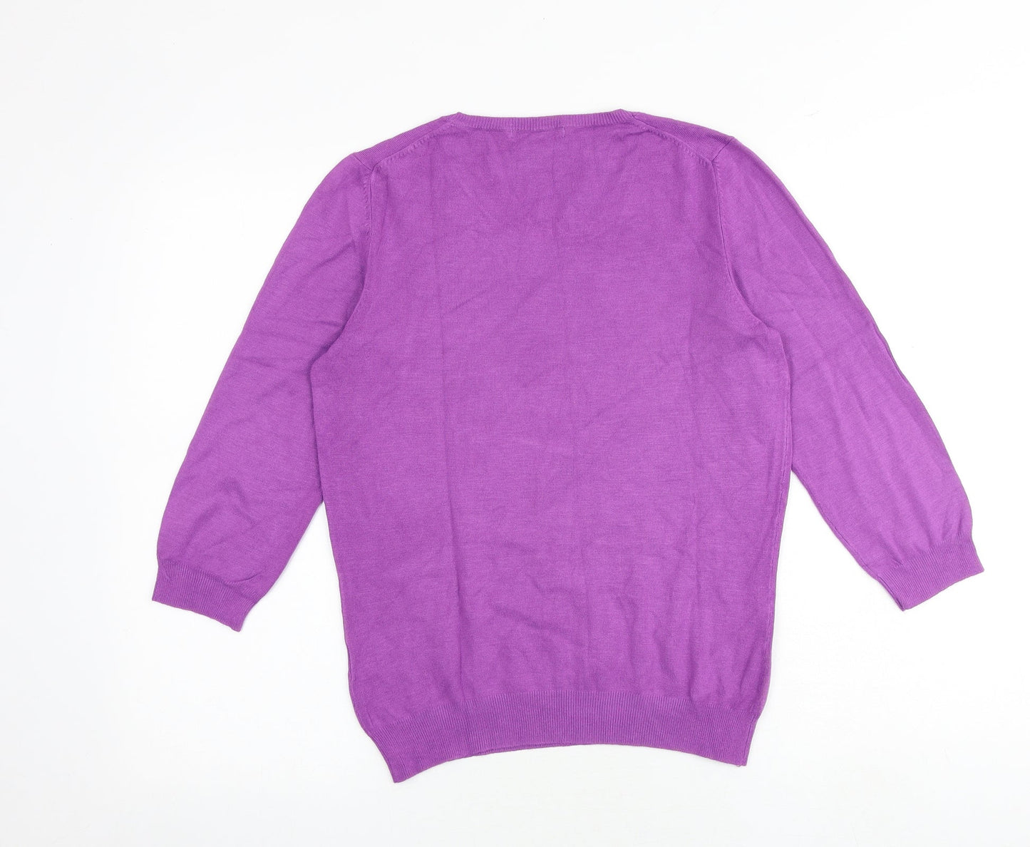 Marks and Spencer Womens Purple Round Neck Viscose Pullover Jumper Size 12