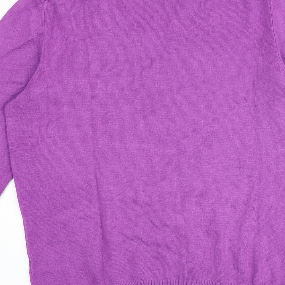 Marks and Spencer Womens Purple Round Neck Viscose Pullover Jumper Size 12