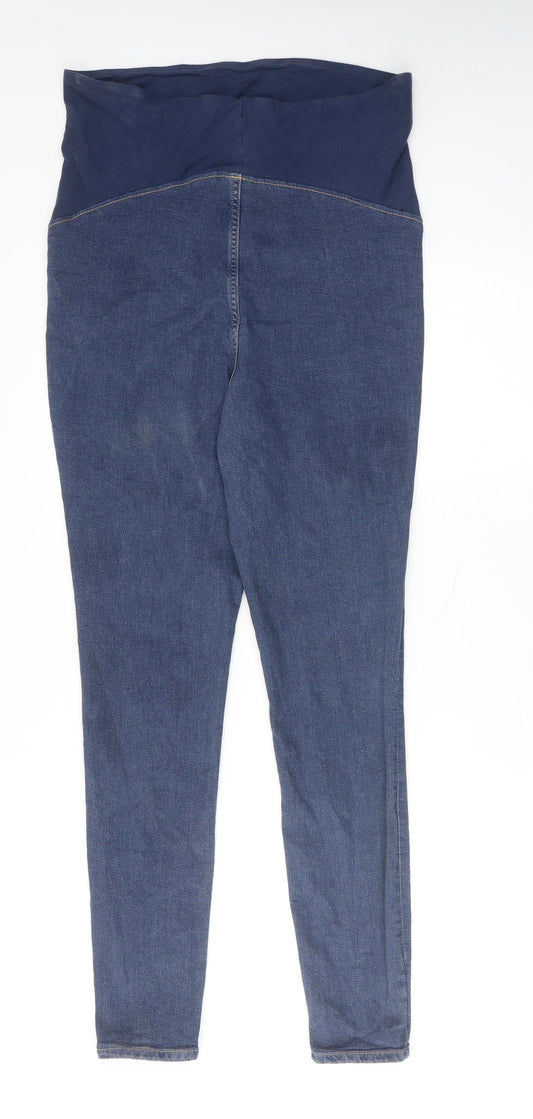 H&M Womens Blue Herringbone Cotton Skinny Jeans Size L Regular