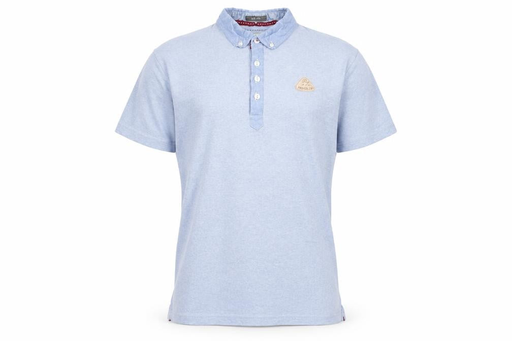Indigo Mens Blue Cotton Polo Size L Collared Button