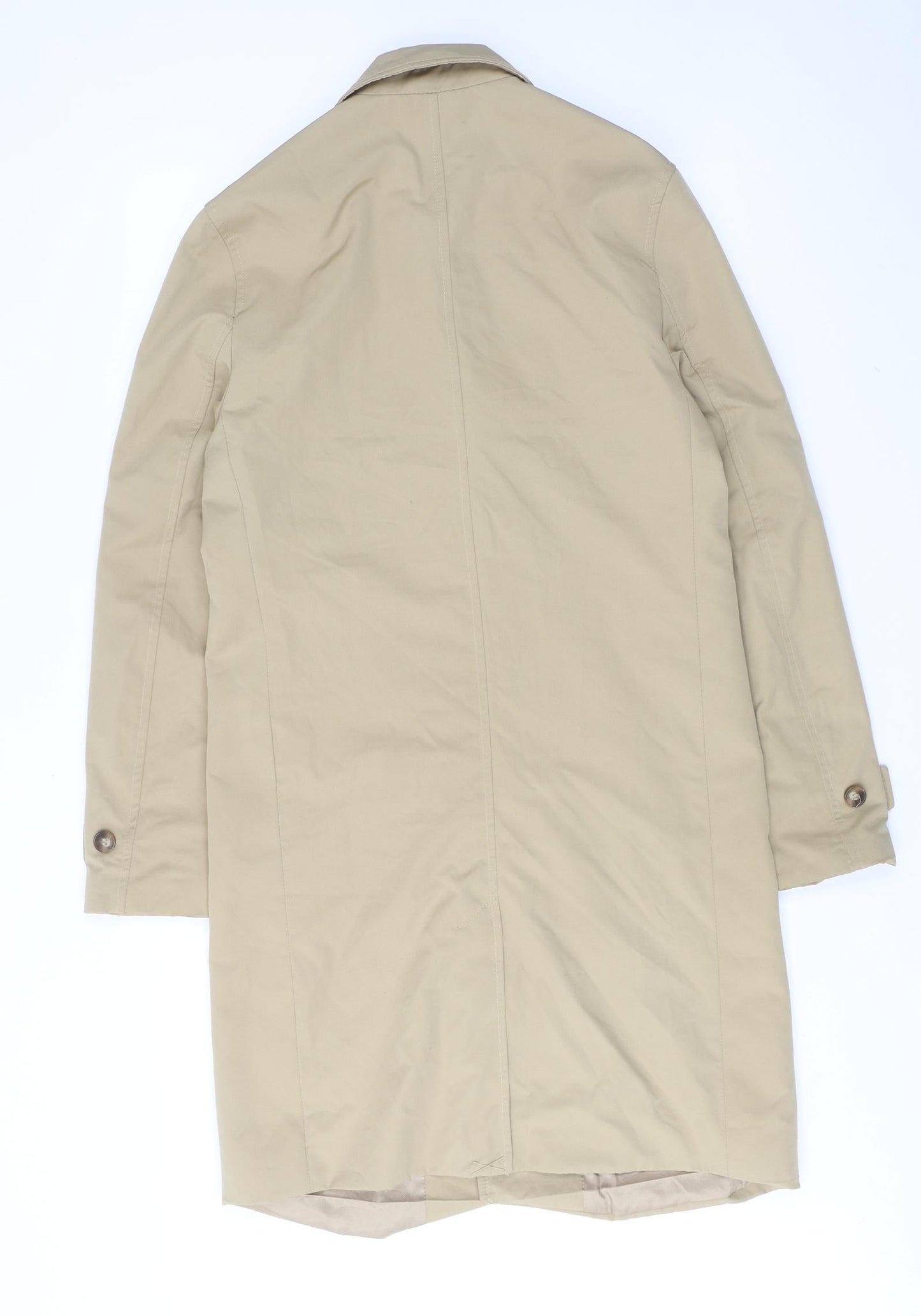 H&M Womens Beige Overcoat Coat Size S Button