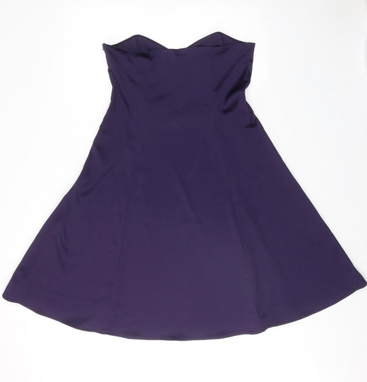 West One Womens Purple Polyester A-Line Size 14 Sweetheart Zip