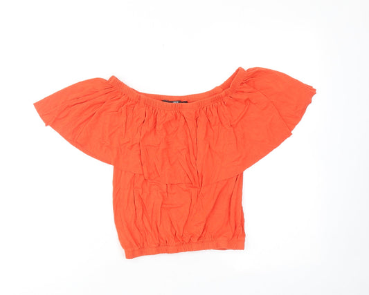 Jane Norman Womens Orange Viscose Basic Tank Size 12 Off the Shoulder