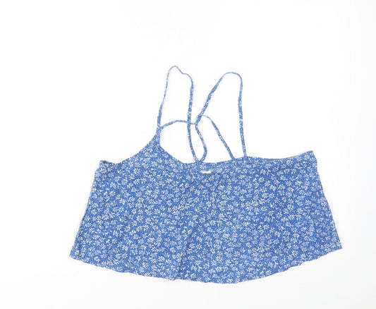Hollister Womens Blue Floral Viscose Cropped Tank Size M Round Neck