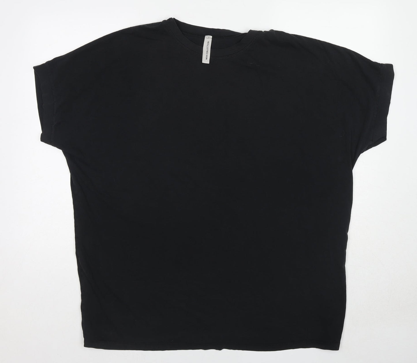 New Collection Womens Black Polyester Basic T-Shirt One Size Round Neck - Angel Wings and Halo