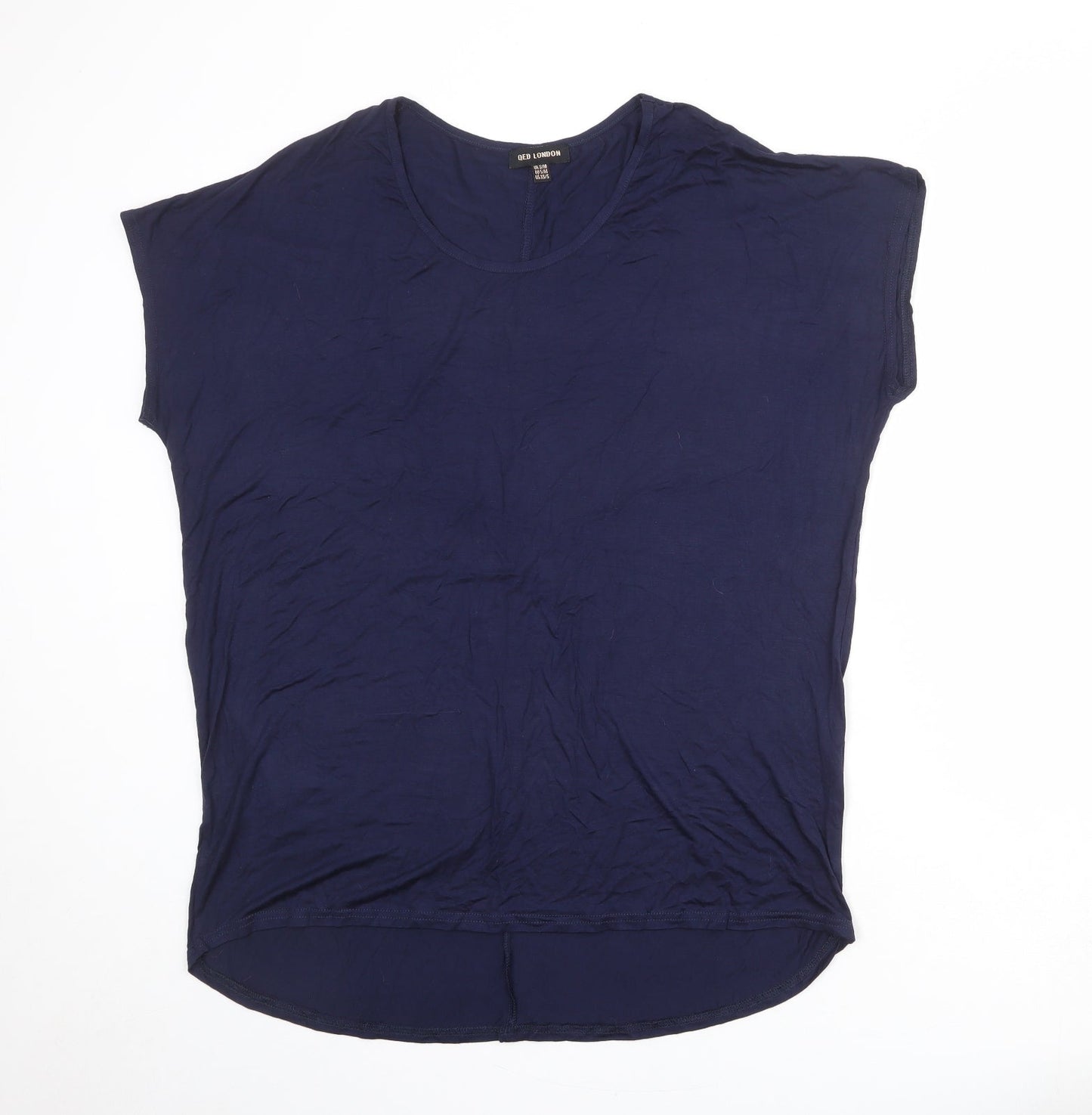QED London Womens Blue Viscose Basic T-Shirt Size S Round Neck - Size S-M
