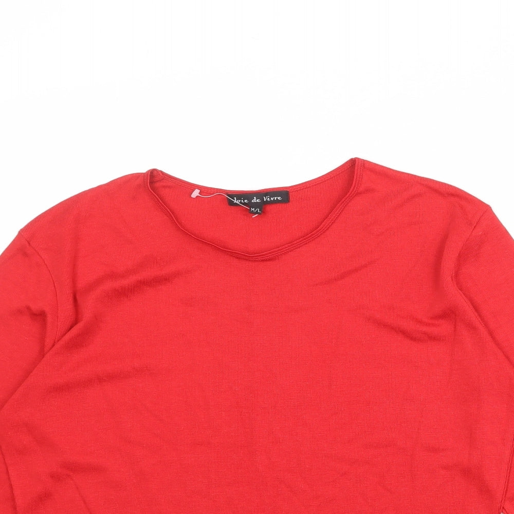 Joie de Vivre Womens Red Viscose Basic T-Shirt Size M Round Neck - Size M-L