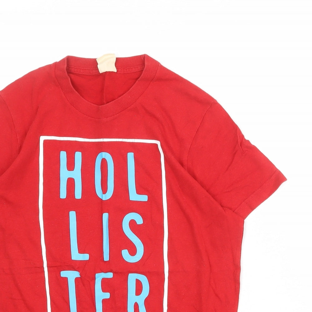 Hollister Womens Red Cotton Basic T-Shirt Size S Crew Neck