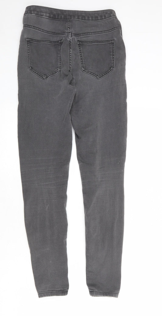 Marks and Spencer Womens Grey Cotton Skinny Jeans Size 8 Regular Zip