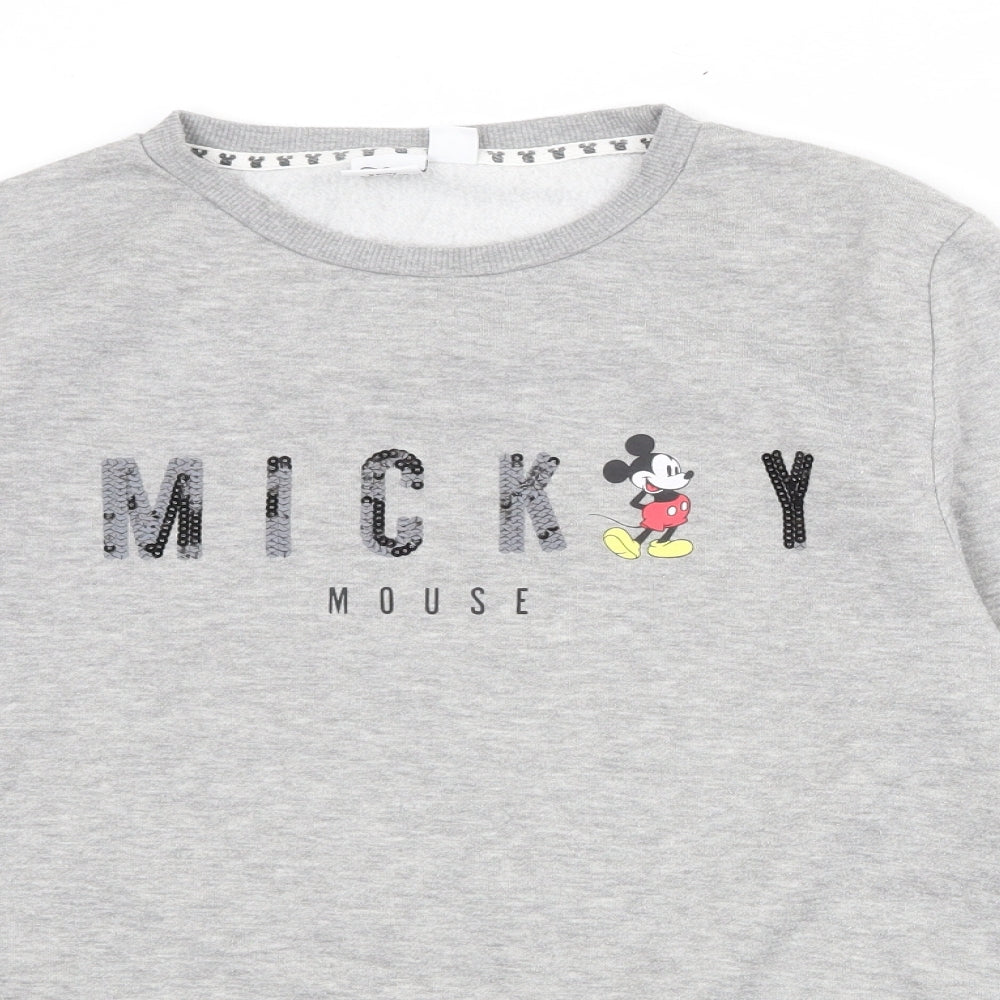 Disney Womens Grey Polyester Pullover Sweatshirt Size 10 Pullover - Mickey Mouse Size 10-12