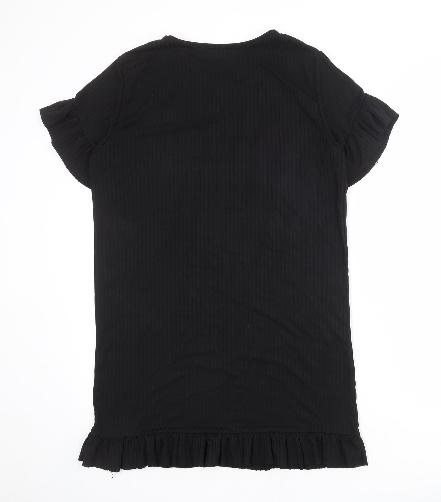 I SAW IT FIRST Womens Black Polyester T-Shirt Dress Size 10 Round Neck Pullover