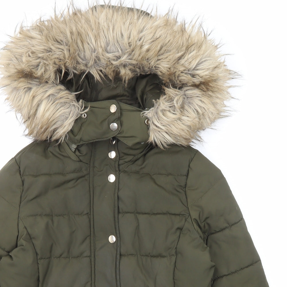 Topshop Womens Green Puffer Jacket Jacket Size 6 Zip