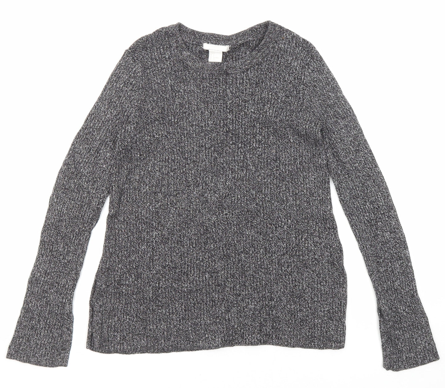 H&M Womens Black Round Neck Cotton Pullover Jumper Size 14