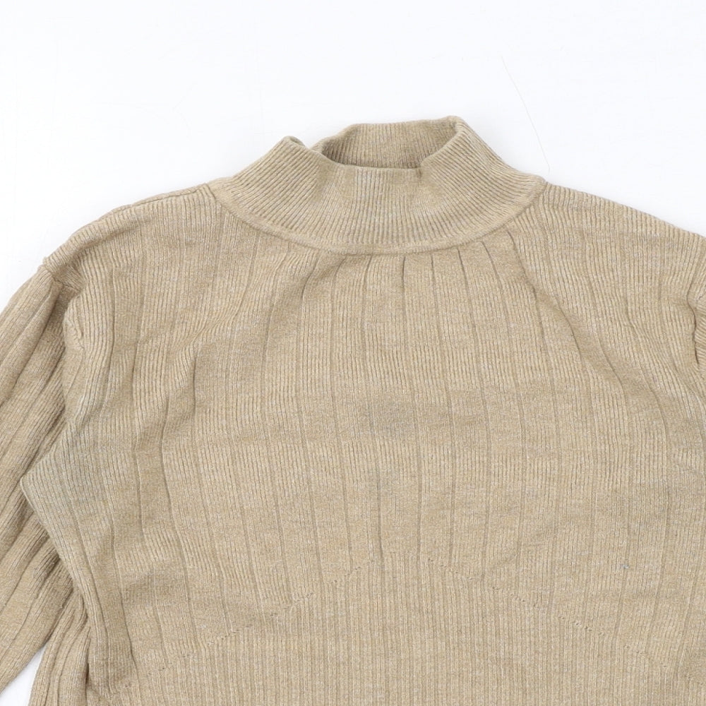 Marks and Spencer Womens Beige High Neck Viscose Pullover Jumper Size 8