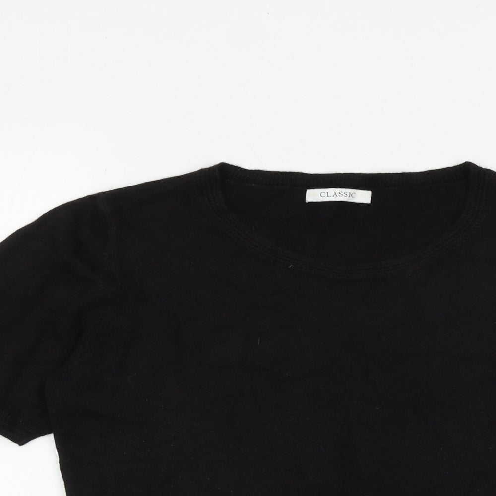 Classic Womens Black Round Neck Acrylic Pullover Jumper Size 12