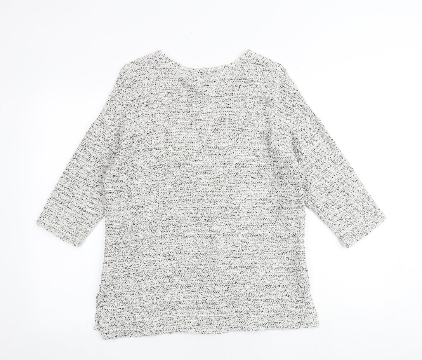 H&M Womens Grey Geometric Cotton Basic Blouse Size S Round Neck