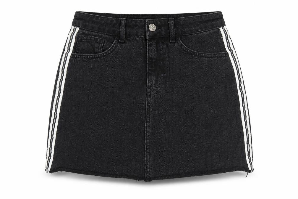 Denim & Co. Womens Black Herringbone Cotton Mini Skirt Size 10 Zip
