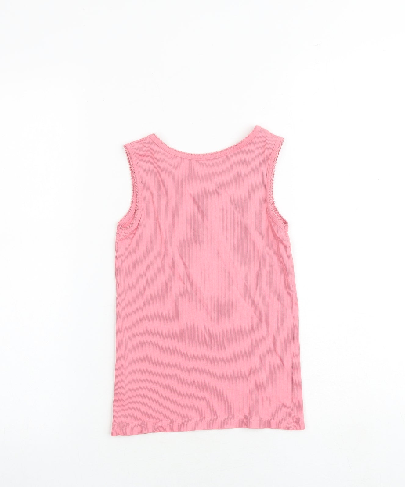Nutmeg Girls Pink Cotton Basic Tank Size 10-11 Years Round Neck Pullover
