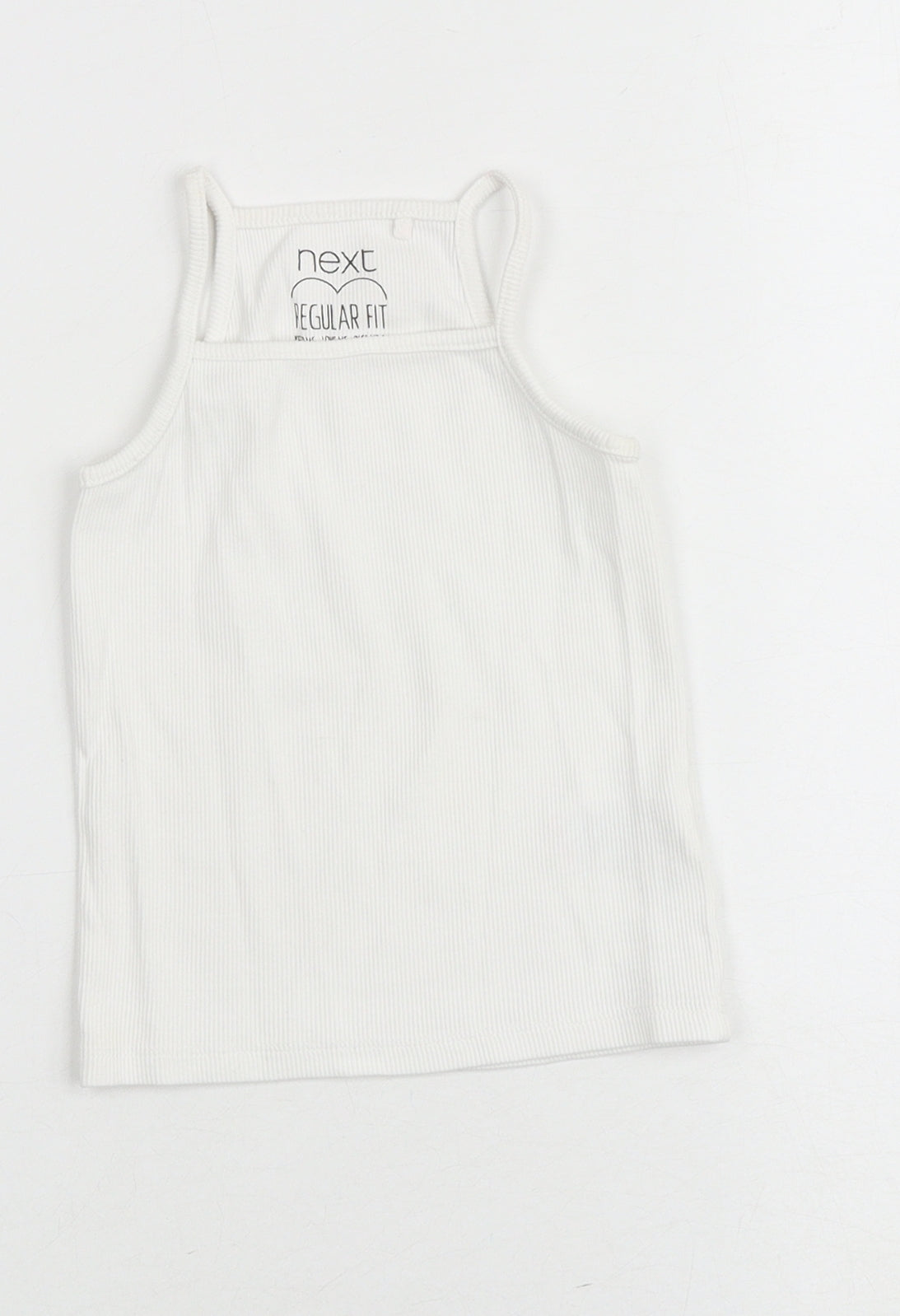 NEXT Girls White Cotton Basic Tank Size 4 Years Square Neck Pullover