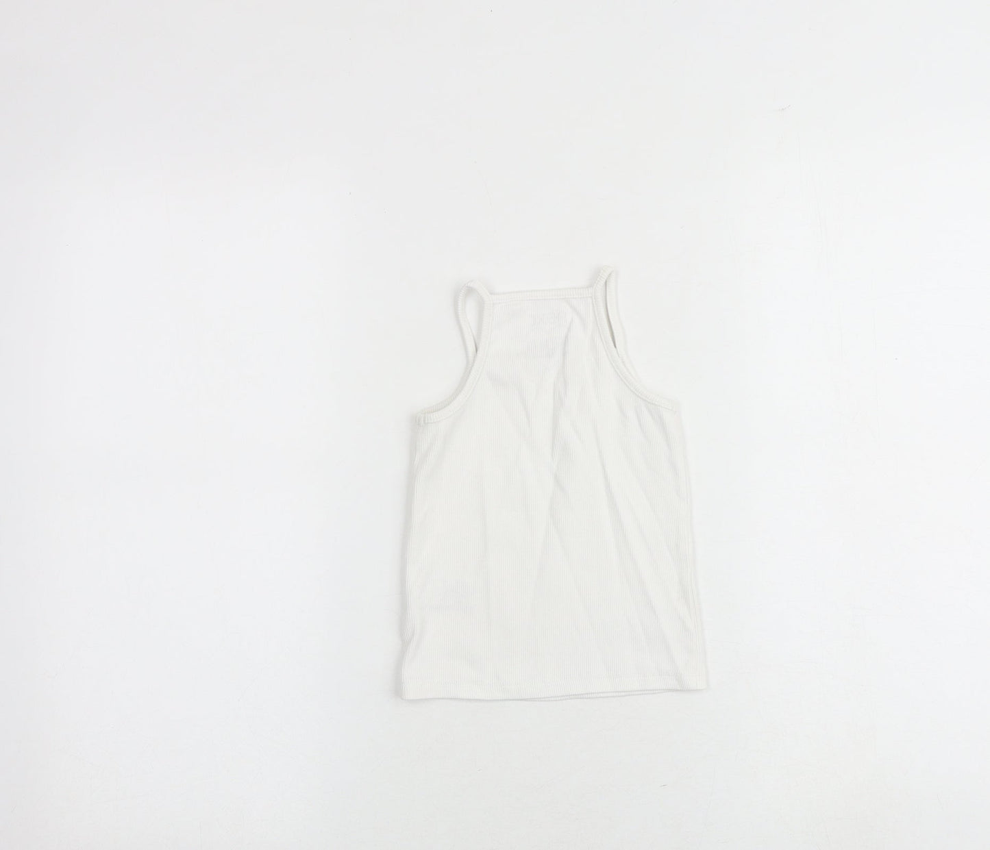 NEXT Girls White Cotton Basic Tank Size 4 Years Square Neck Pullover