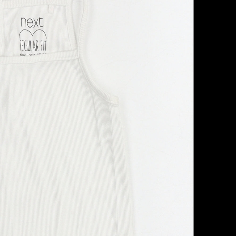 NEXT Girls White Cotton Basic Tank Size 4 Years Square Neck Pullover