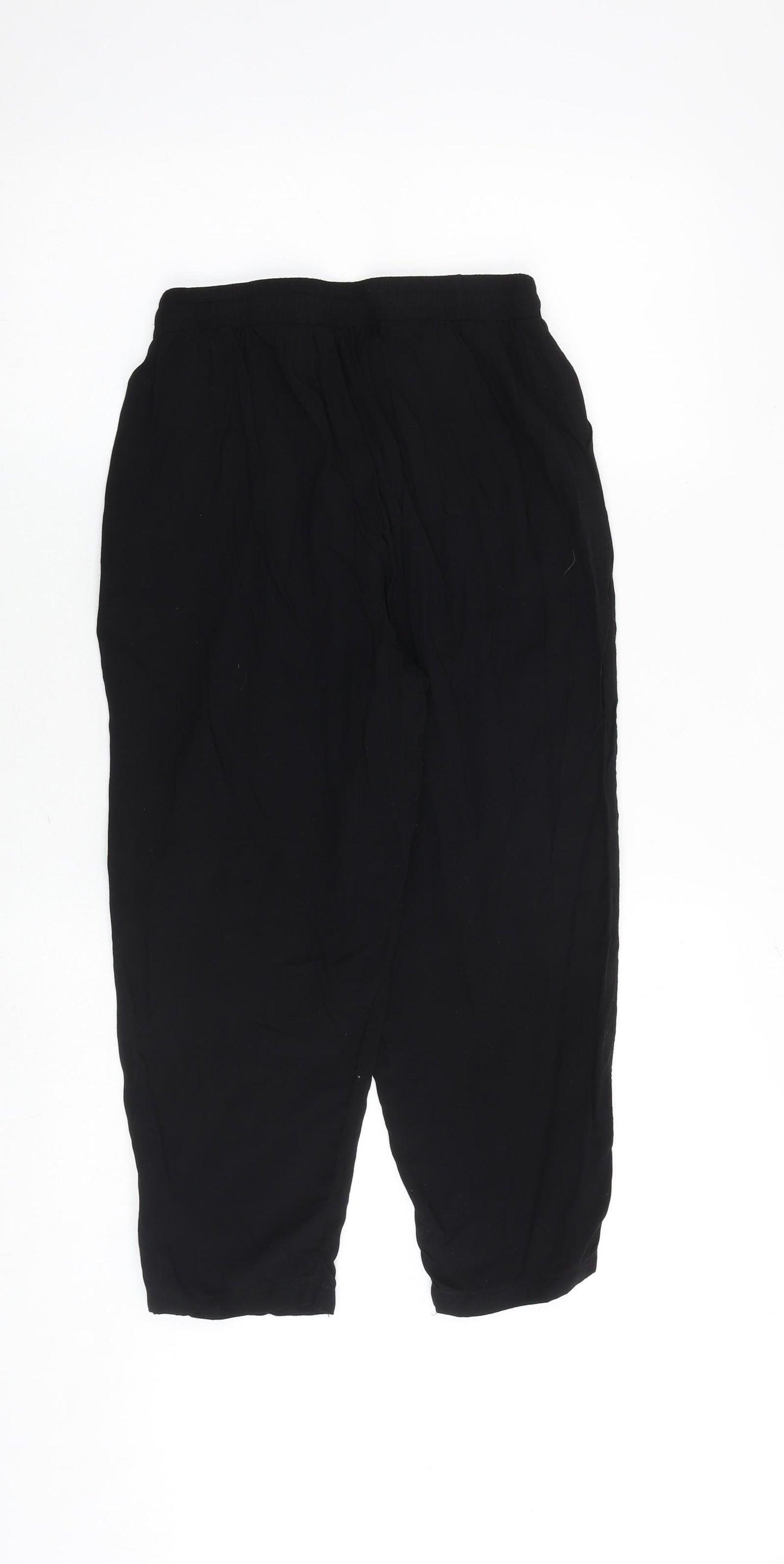 PRETTYLITTLETHING Womens Black Viscose Trousers Size 8 Regular Tie