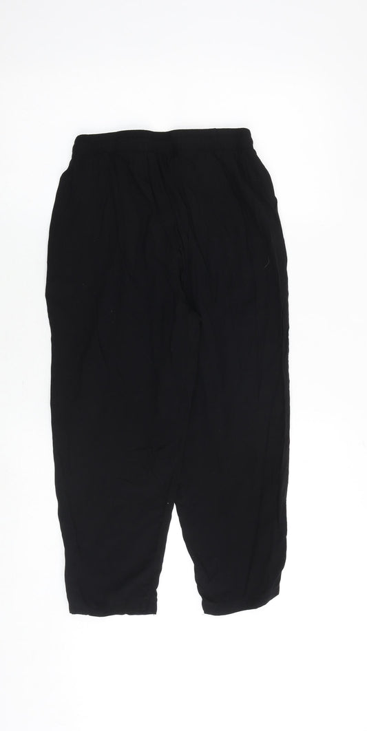 PRETTYLITTLETHING Womens Black Viscose Trousers Size 8 Regular Tie