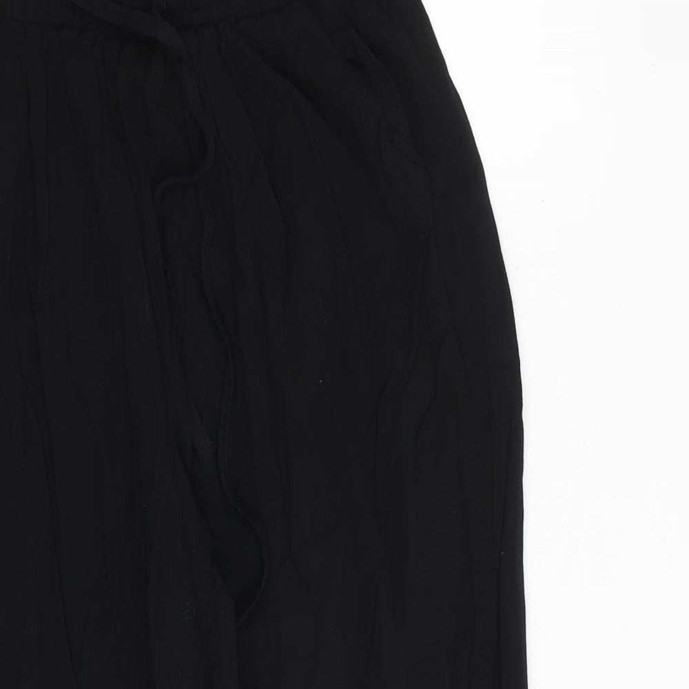 PRETTYLITTLETHING Womens Black Viscose Trousers Size 8 Regular Tie