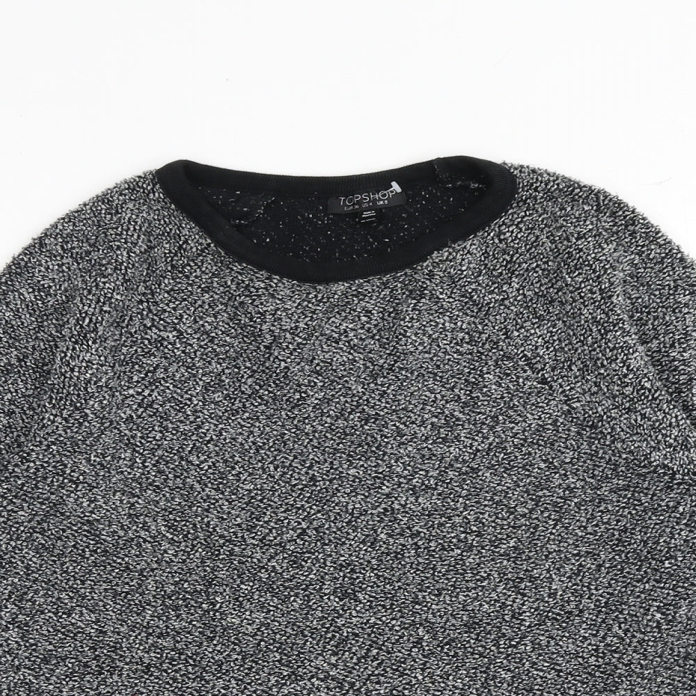 Topshop Womens Black Cotton Pullover Sweatshirt Size 8 Pullover