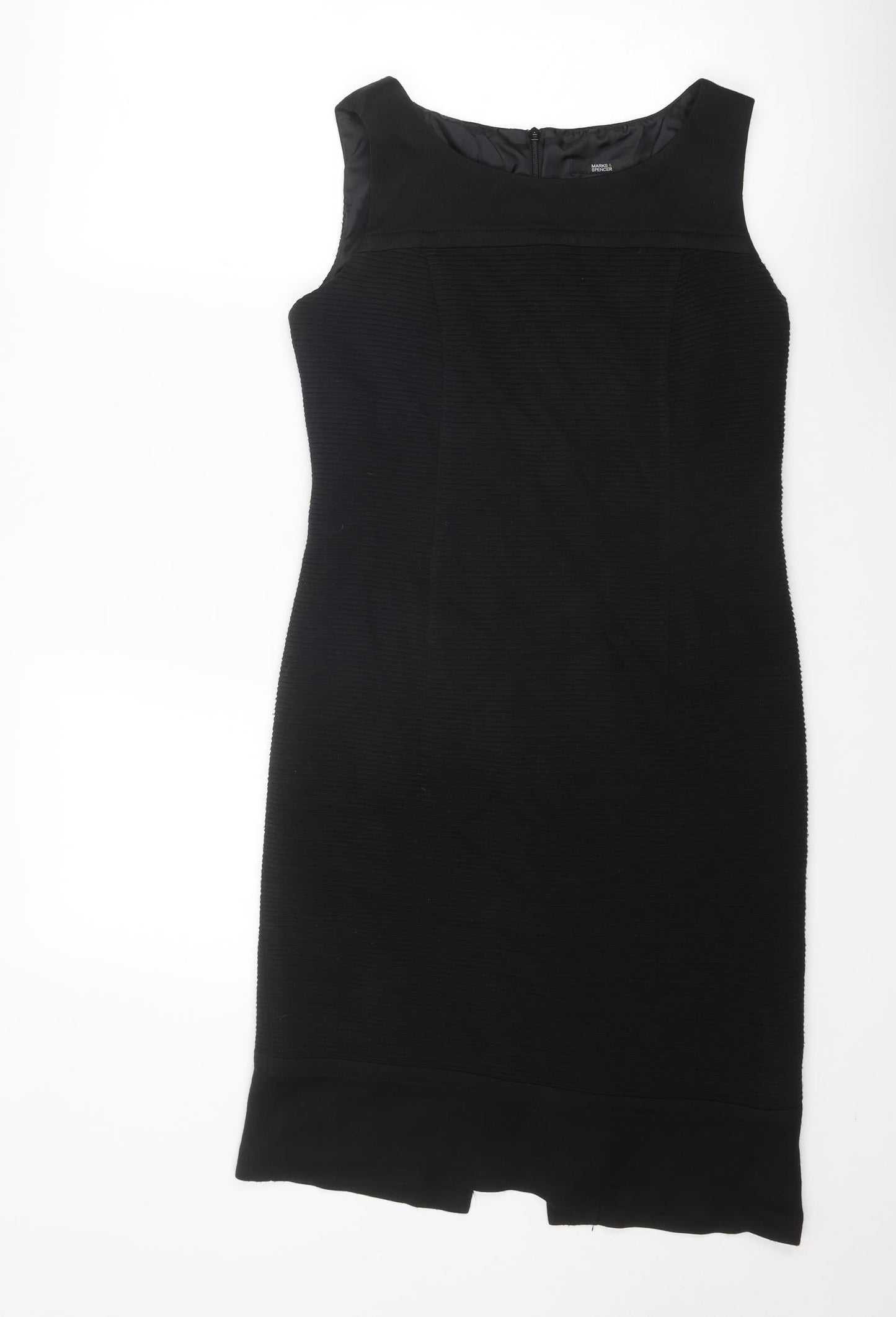 Marks and Spencer Womens Black Acrylic Shift Size 12 Round Neck Zip