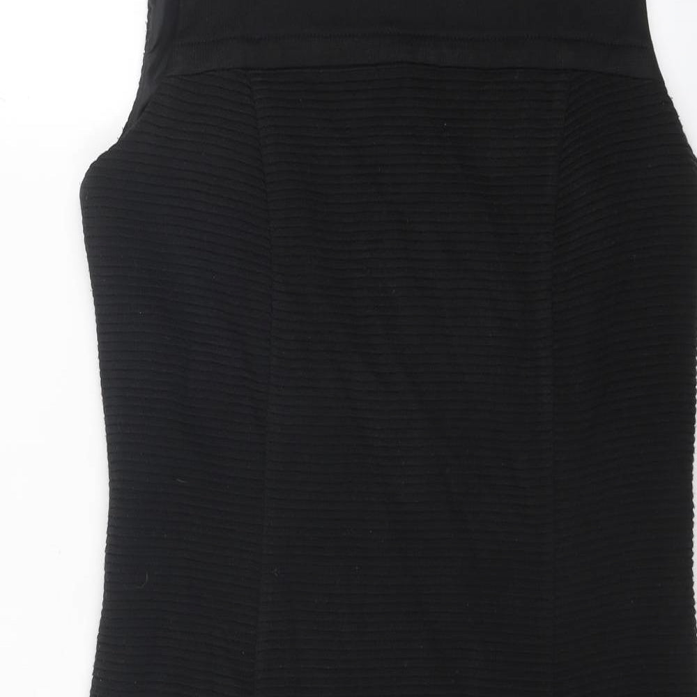 Marks and Spencer Womens Black Acrylic Shift Size 12 Round Neck Zip