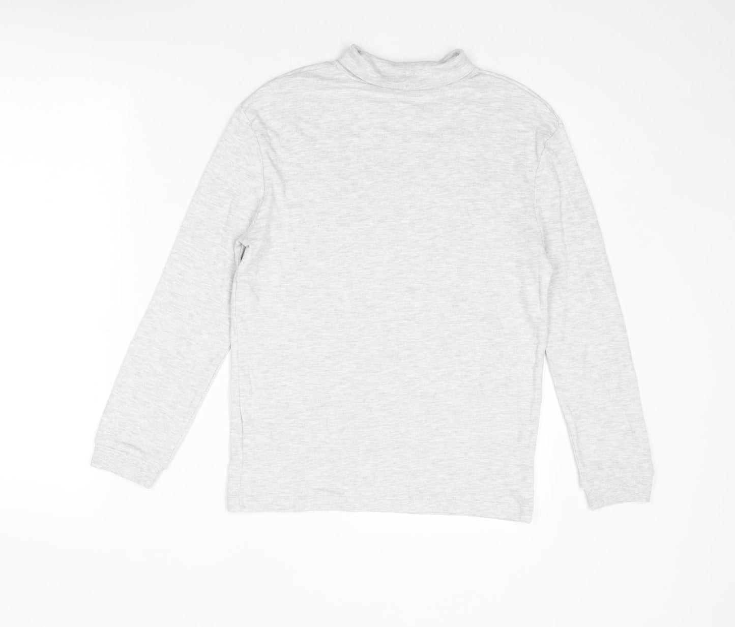 Marks and Spencer Boys Grey Cotton Basic T-Shirt Size 10-11 Years Mock Neck Pullover