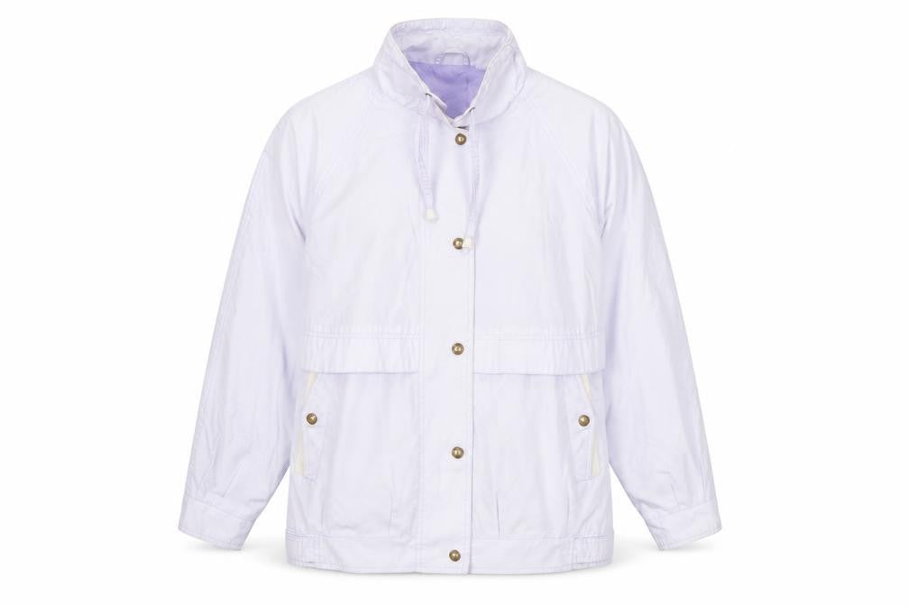 Front view of C&A women’s purple jacket, size UK 14, snap