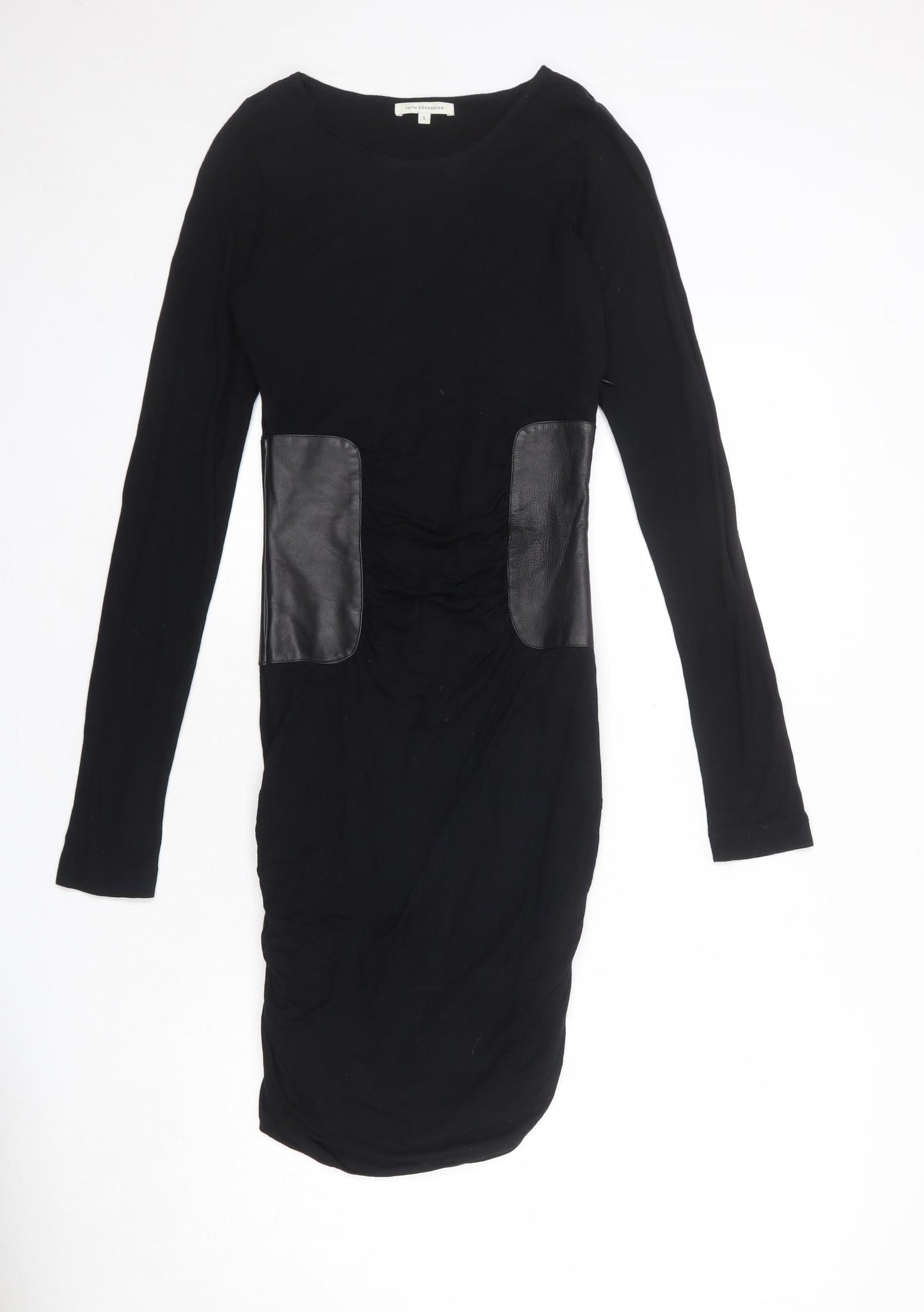 Faith Connexion Womens Black Polyester Bodycon Size S Round Neck Zip